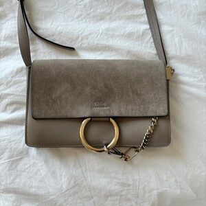 Chloé small Faye leather and suede gray bag